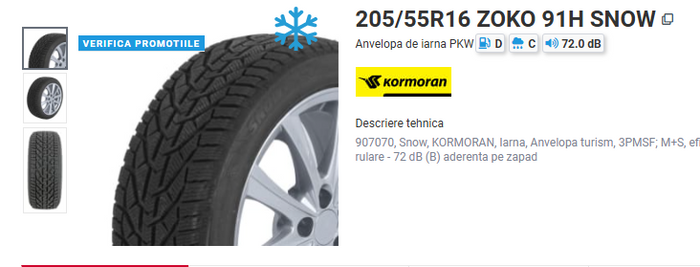 ANVELOPA IARNA 205/55R16 ZOKO 91H SNOW KORMORAN