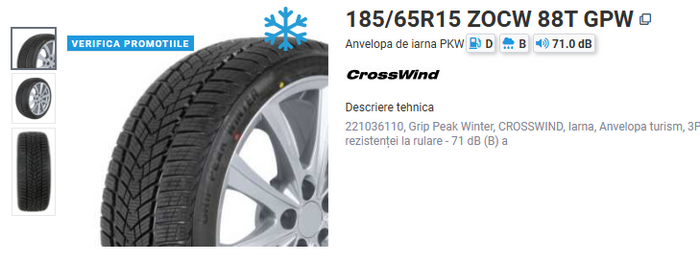 ANVELOPA IARNA 185/65R15 ZOCW 88T GPW CROSSWIND