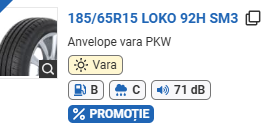 ANVELOPA VARA 185/65R15 LOKO 92H SM3 KORMORAN