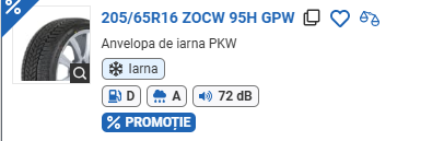 ANVELOPA IARNA 205/65R16 ZOCW 95H GPW CROSSWIND