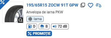 ANVELOPA IARNA 195/65R15 ZOCW 91T GPW CROSSWIND