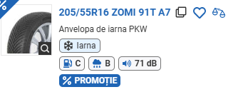 ANVELOPA IARNA 205/55R16 ZOMI 91T A7 MICHELINE