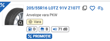 ANVELOPA VARA 205/55R16 LOTZ 91V Z107T TRAZANO