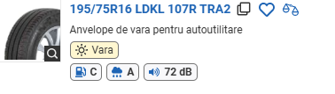 ANVELOPA VARA 195/75R16 LDKL 107R TRA2 KLEBER