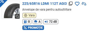 ANVELOPA VARA 225/65R16 LDMI 112T AGI3 MICHELINE
