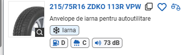 ANVELOPA IARNA 215/75R16 ZDKO 113R VPW KORMORAN
