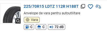 ANVELOPA VARA 225/70R15 LDTZ 112R H188T TRAZANO