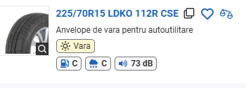 ANVELOPA VARA 225/70R15 LDKO 112R CSE KORMORAN