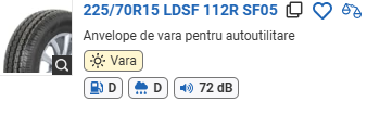 ANVELOPA VARA 225/70R15 LDSF 112R SF05 SUNFULL