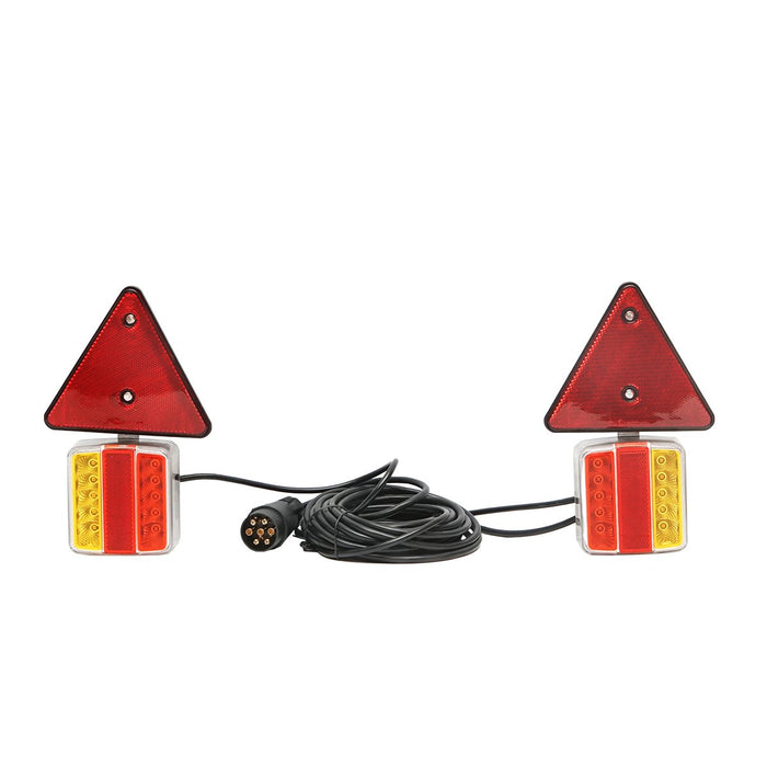 Set lampi LED magnetice cu triunghiuri reflectorizante pentru remorca - 98483